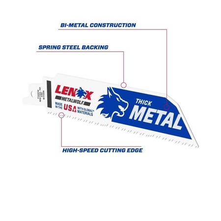 IRWIN LENOX METALWOLF 6 in. Bi-Metal WAVE EDGE Reciprocating Saw Blade 10 TPI 5 pk 201706110R